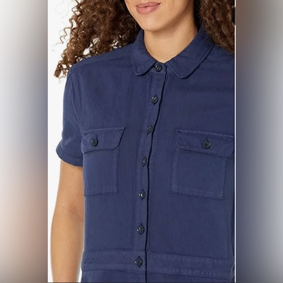 OUTERKNOWN Navy Blue S.E.A. Suit short sleeve button down jumpsuit size medium - Picture 2 of 3